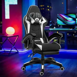 cadeira python fly ergonomica gamer com apoio para os pés branco