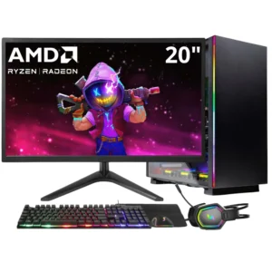 pc gamer completo skill rgb, amd ryzen 5 5600gt, 16gb, radeon vega 7, ssd 512gb, fonte 500w + monitor 20" led + kit gamer sgx 0064a