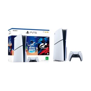 console sony playstation 5 slim, com leitor de discos, ssd 1tb, controle sem fio dualsense + 2 jogos 1000038858