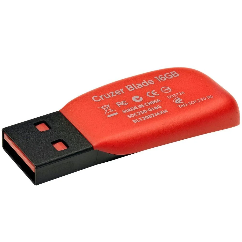 pen drive 16gb sandisk cruzer blade, usb 2.0, preto sdcz50 016g b35